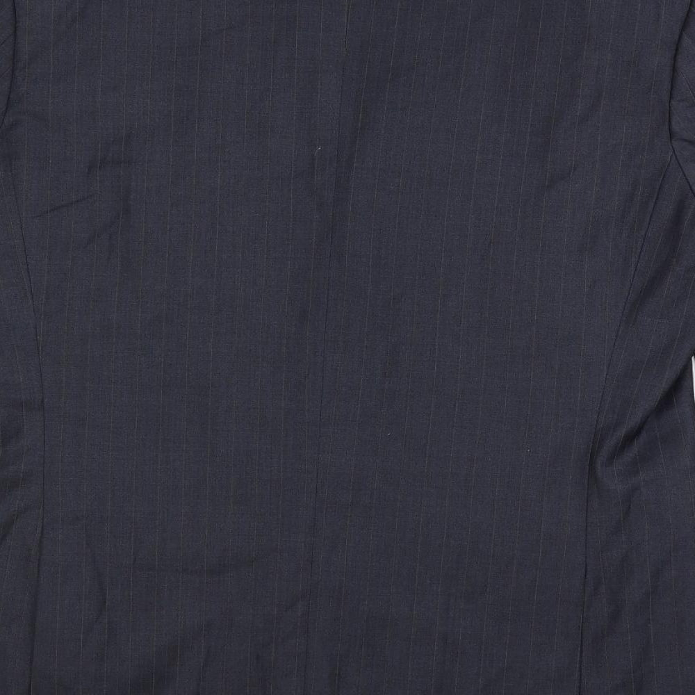 Boss Mens Blue Striped Wool Jacket Blazer Size 50 Regular