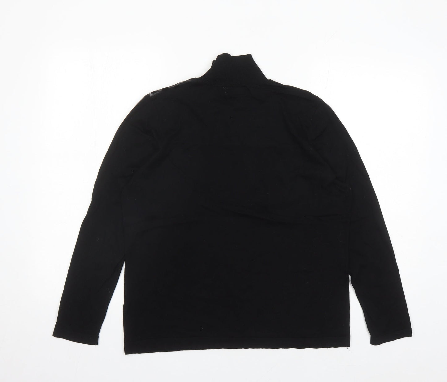 August Silk Womens Black Mock Neck Polka Dot Acrylic Pullover Jumper Size XL