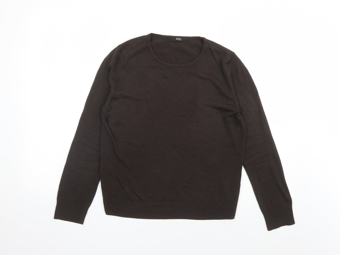 Marks and Spencer Womens Brown Round Neck Acrylic Pullover Jumper Size 8