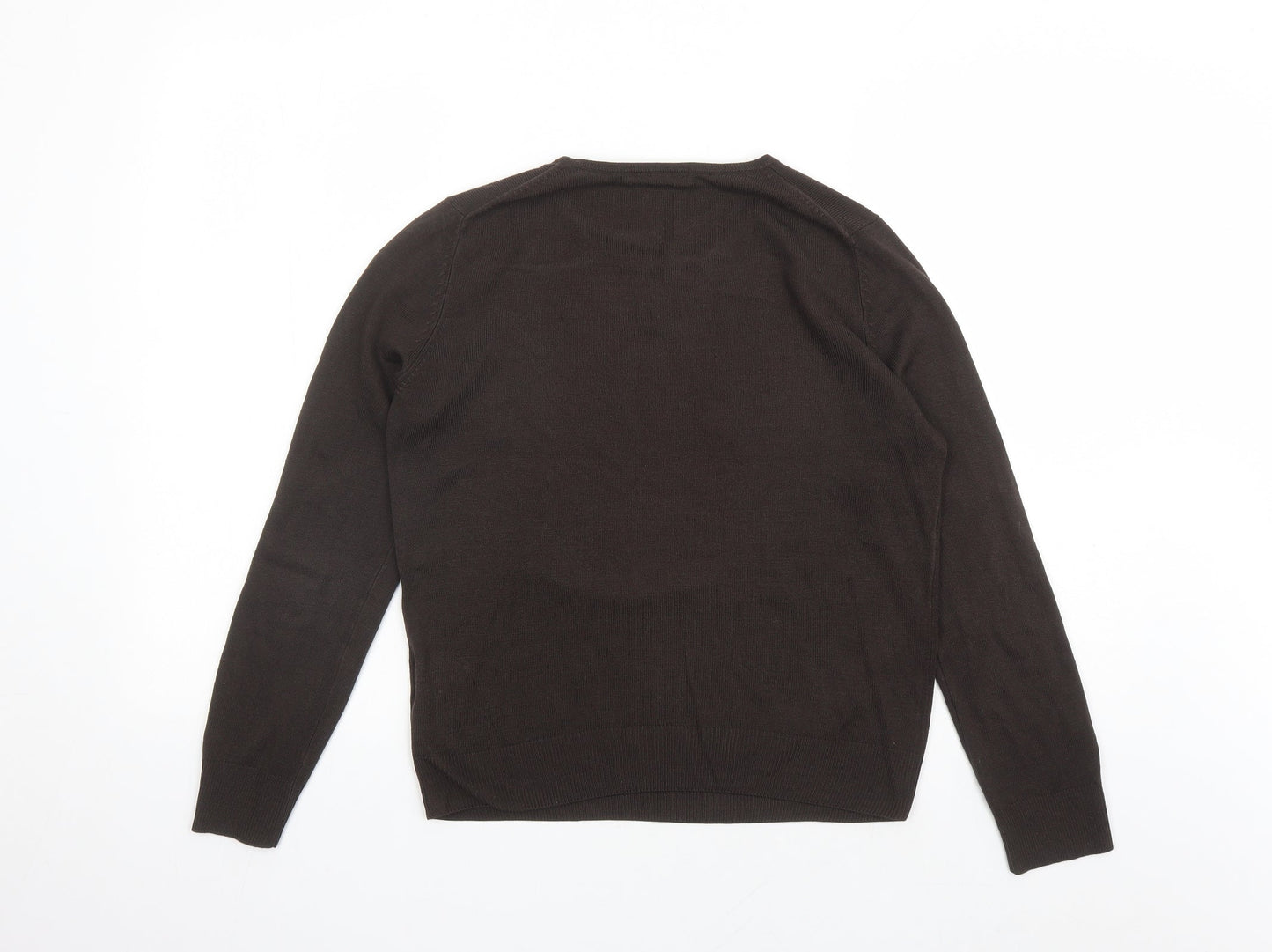 Marks and Spencer Womens Brown Round Neck Acrylic Pullover Jumper Size 8