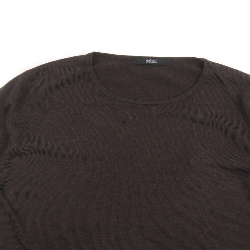 Marks and Spencer Womens Brown Round Neck Acrylic Pullover Jumper Size 8
