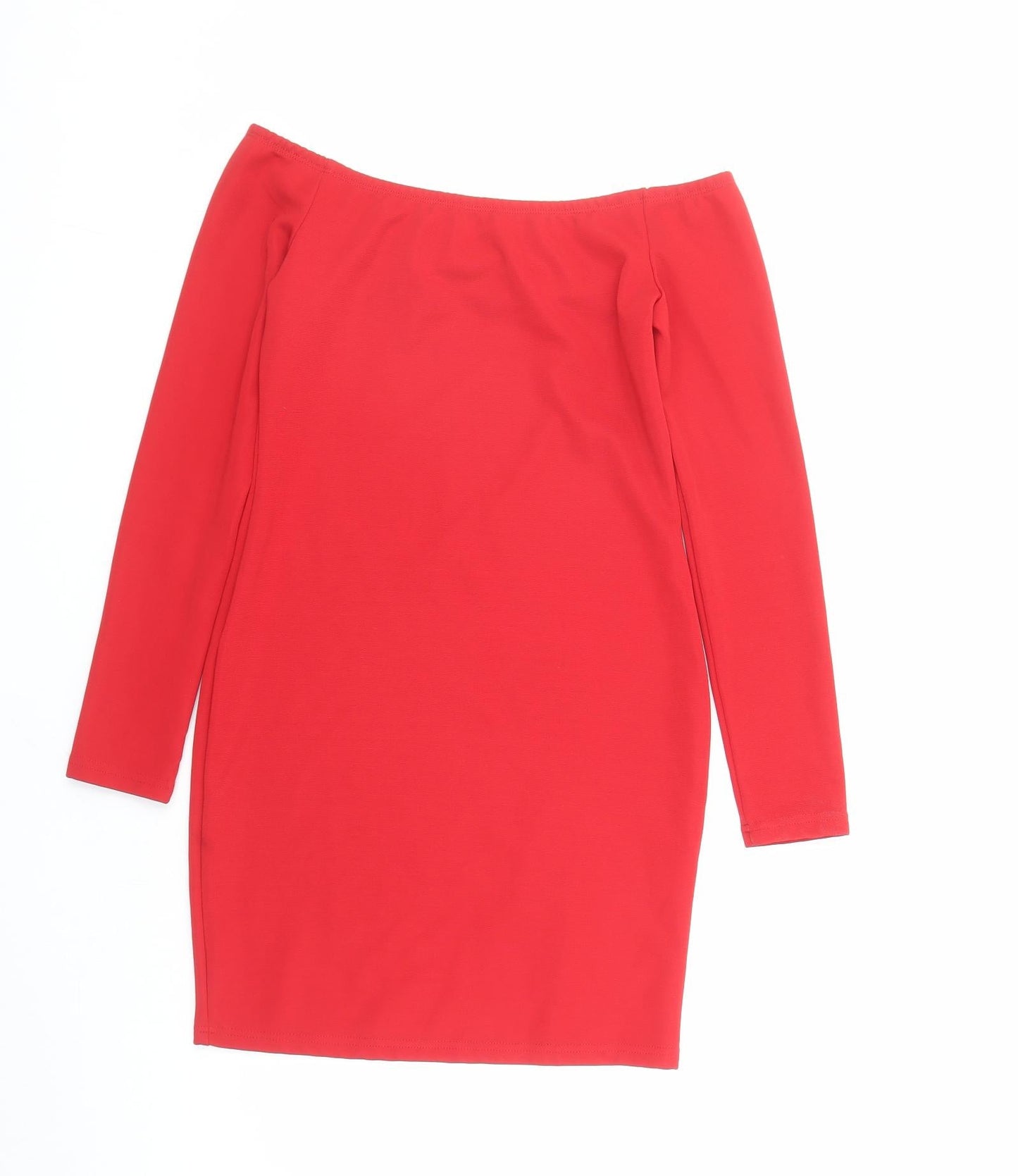Glamorous Womens Red Polyester Bodycon Size S Off the Shoulder Pullover