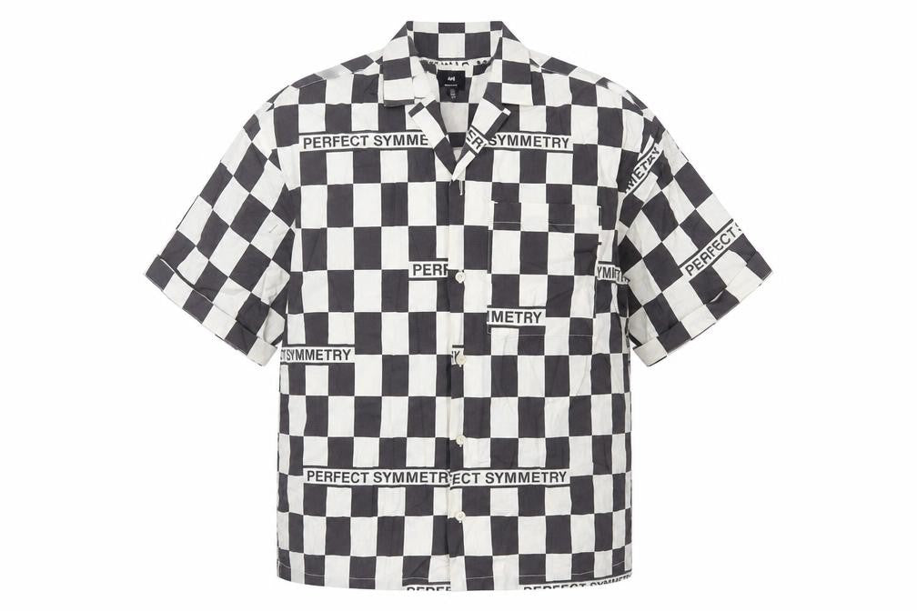 H&M Mens Brown Check Cotton Button-Up Size S Collared Button - Oversized
