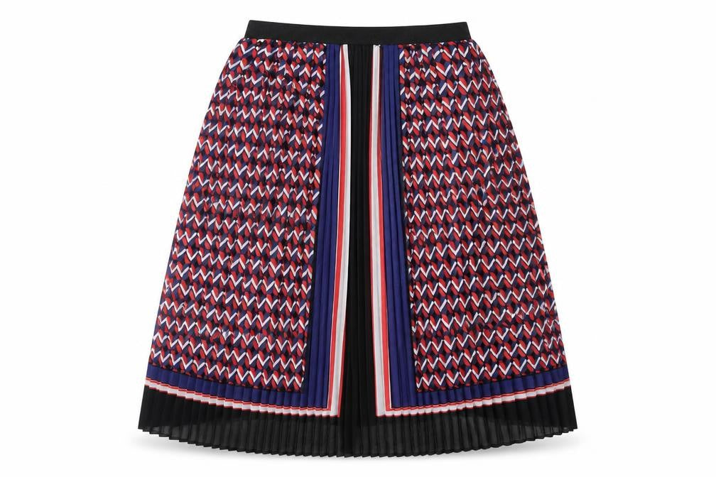 Lipsy Womens Multicoloured Geometric Polyester Pleated Skirt Size 6 - Elasticated Waist
