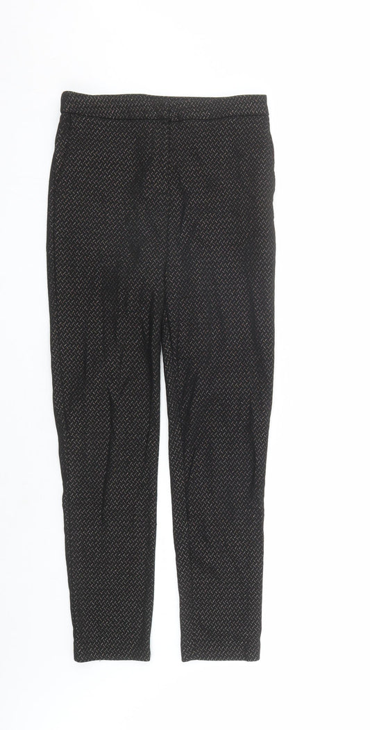 New Look Womens Black Geometric Nylon Trousers Size 8 L27 in Regular Zip
