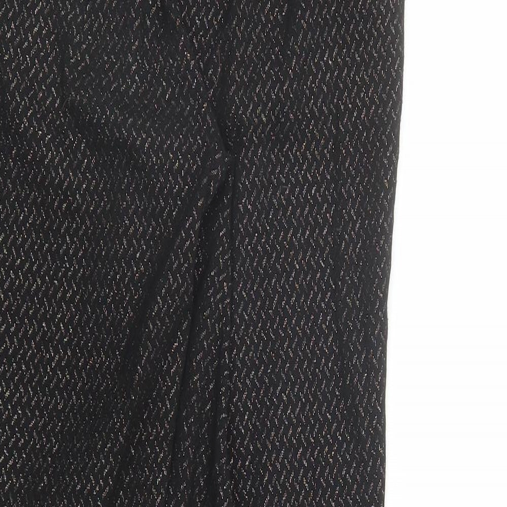 New Look Womens Black Geometric Nylon Trousers Size 8 L27 in Regular Zip