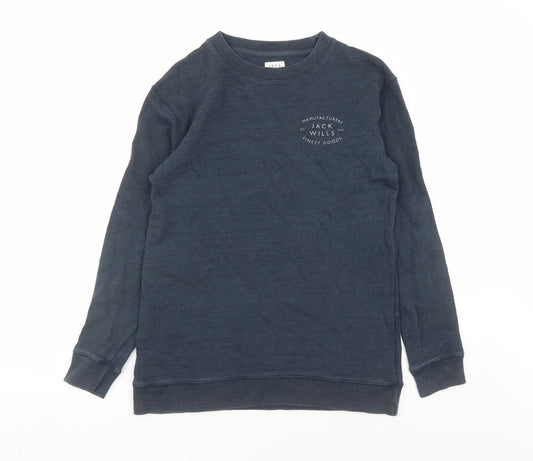 Jack Wills Womens Blue Cotton Pullover Sweatshirt Size 6 Pullover