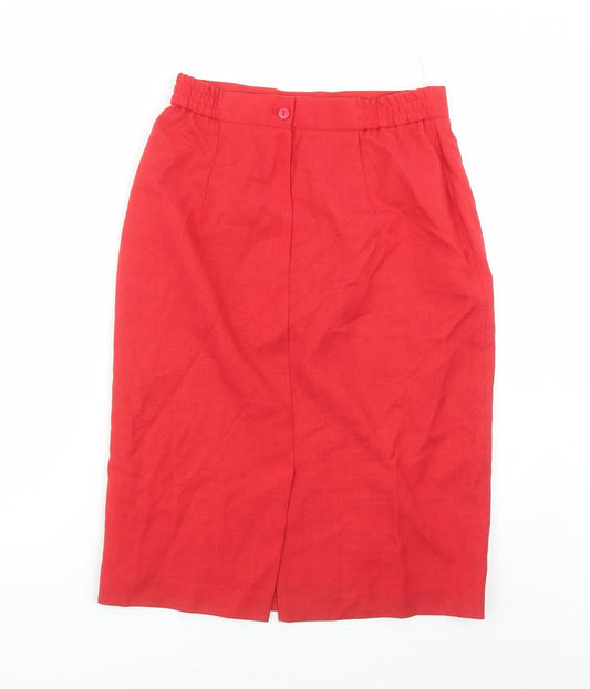 First Avenue Womens Red Polyester A-Line Skirt Size 14 Zip - Elasticated Waist