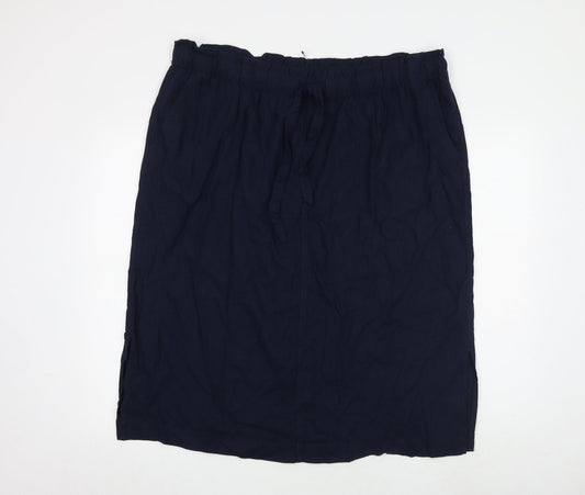 Marks and Spencer Womens Blue Flax A-Line Skirt Size 22 Tie
