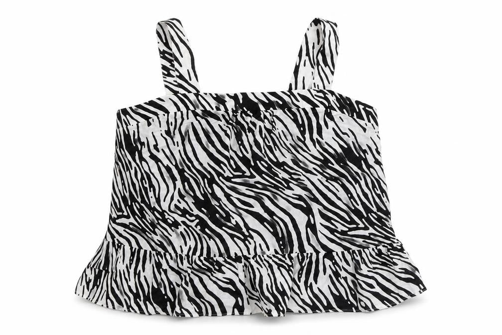 Marks and Spencer Womens Black Animal Print 100% Cotton Camisole Tank Size 24 Square Neck