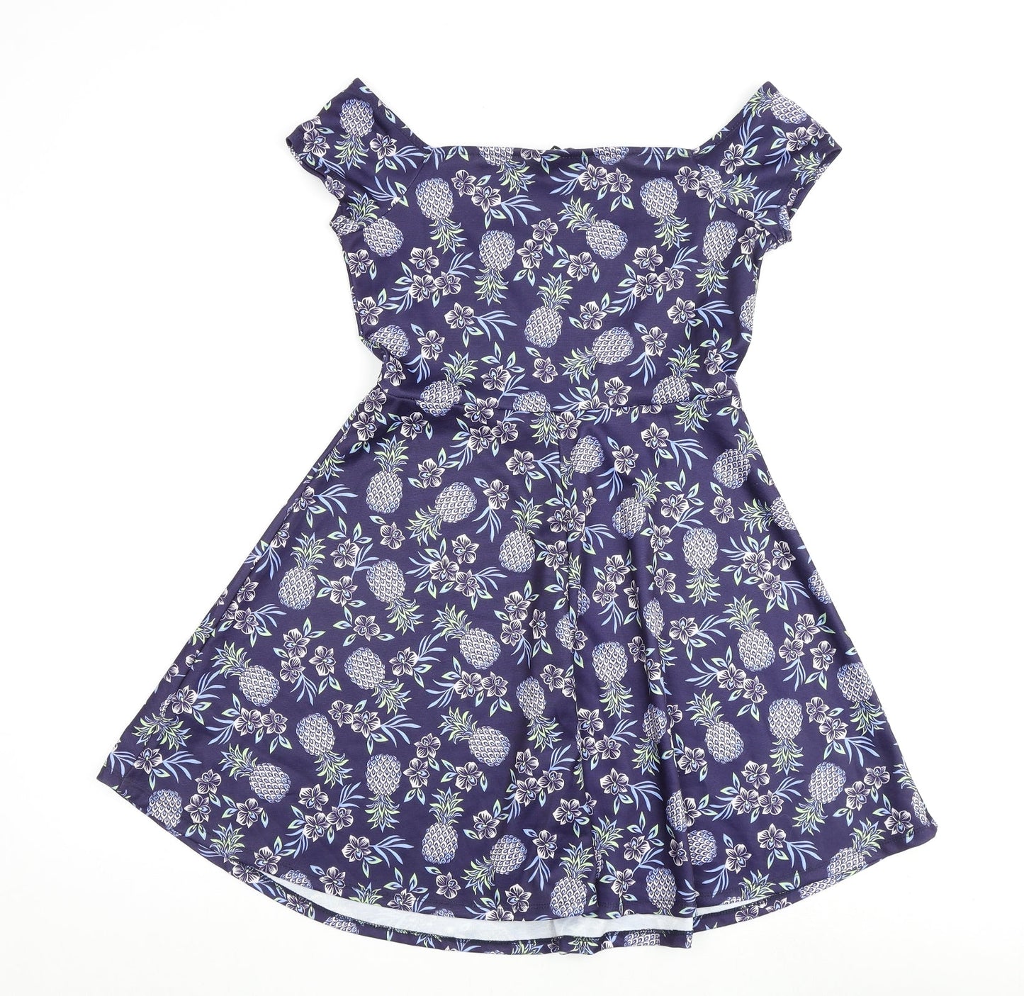 New Look Womens Purple Floral Polyester A-Line Size 10 Off the Shoulder Pullover