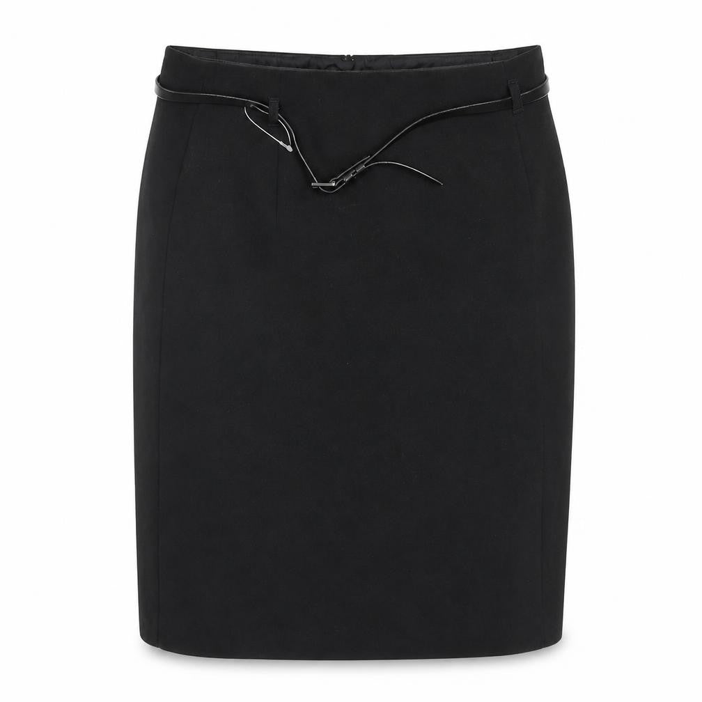 Marks and Spencer Womens Black Polyester A-Line Skirt Size 10 Buckle