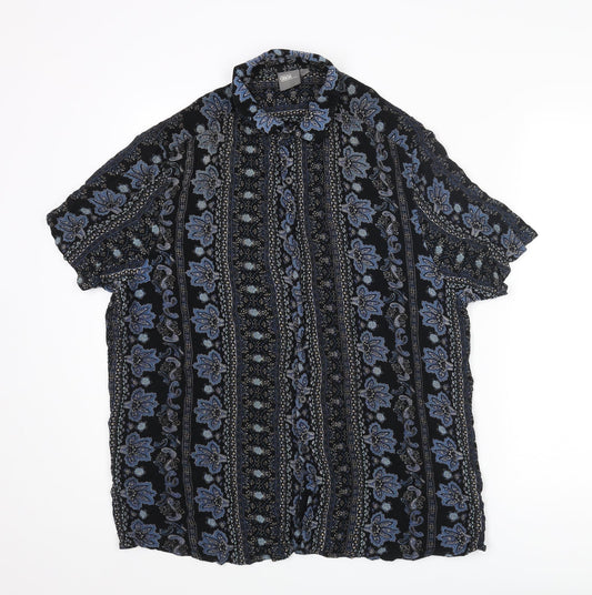 ASOS Mens Multicoloured Geometric Polyester Button-Up Size L Collared Button