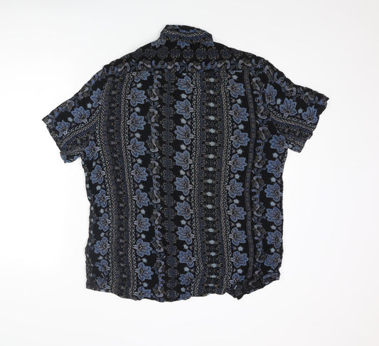 ASOS Mens Multicoloured Geometric Polyester Button-Up Size L Collared Button