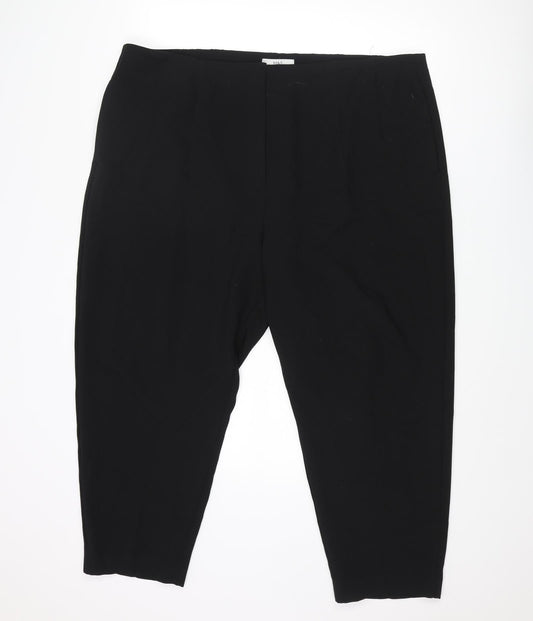 Marks and Spencer Womens Black Polyester Trousers Size 44 in L25 in Regular Zip