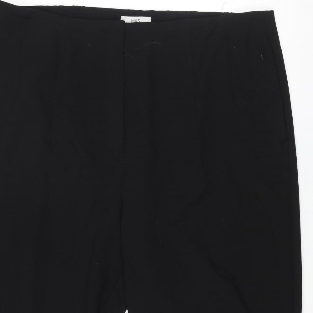Marks and Spencer Womens Black Polyester Trousers Size 44 in L25 in Regular Zip