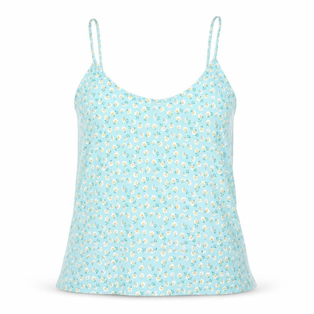 Marks and Spencer Womens Blue Floral Viscose Camisole Blouse Size 8 Scoop Neck