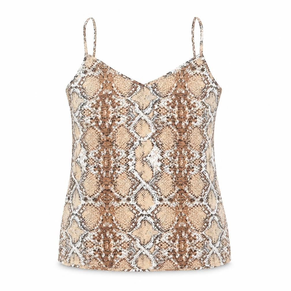 Marks and Womens Brown Animal Print Polyester Camisole Blouse Size 8 Sweetheart - Snake Print