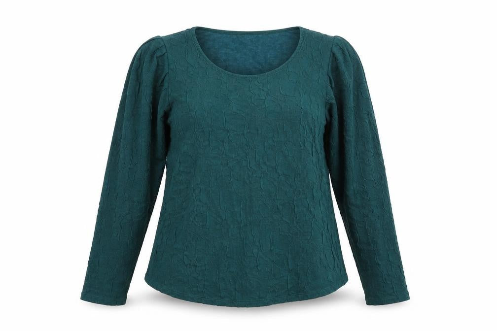 Lindex Womens Green Polyester Basic Blouse Size XL Scoop Neck - Crinkle Look