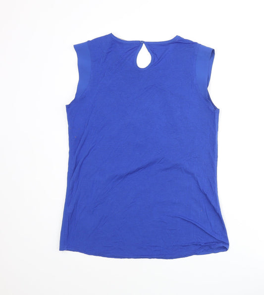 French Connection Womens Blue Striped Polyester Camisole Blouse Size S Round Neck
