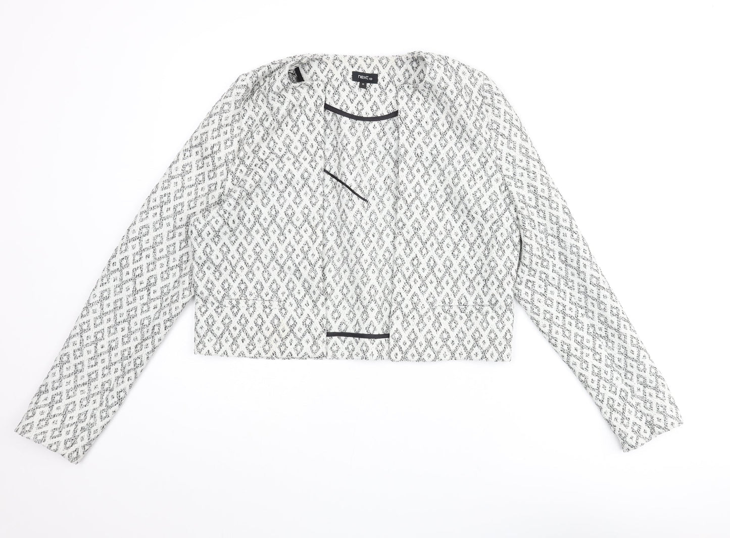 NEXT Womens Ivory Geometric Jacket Size 10