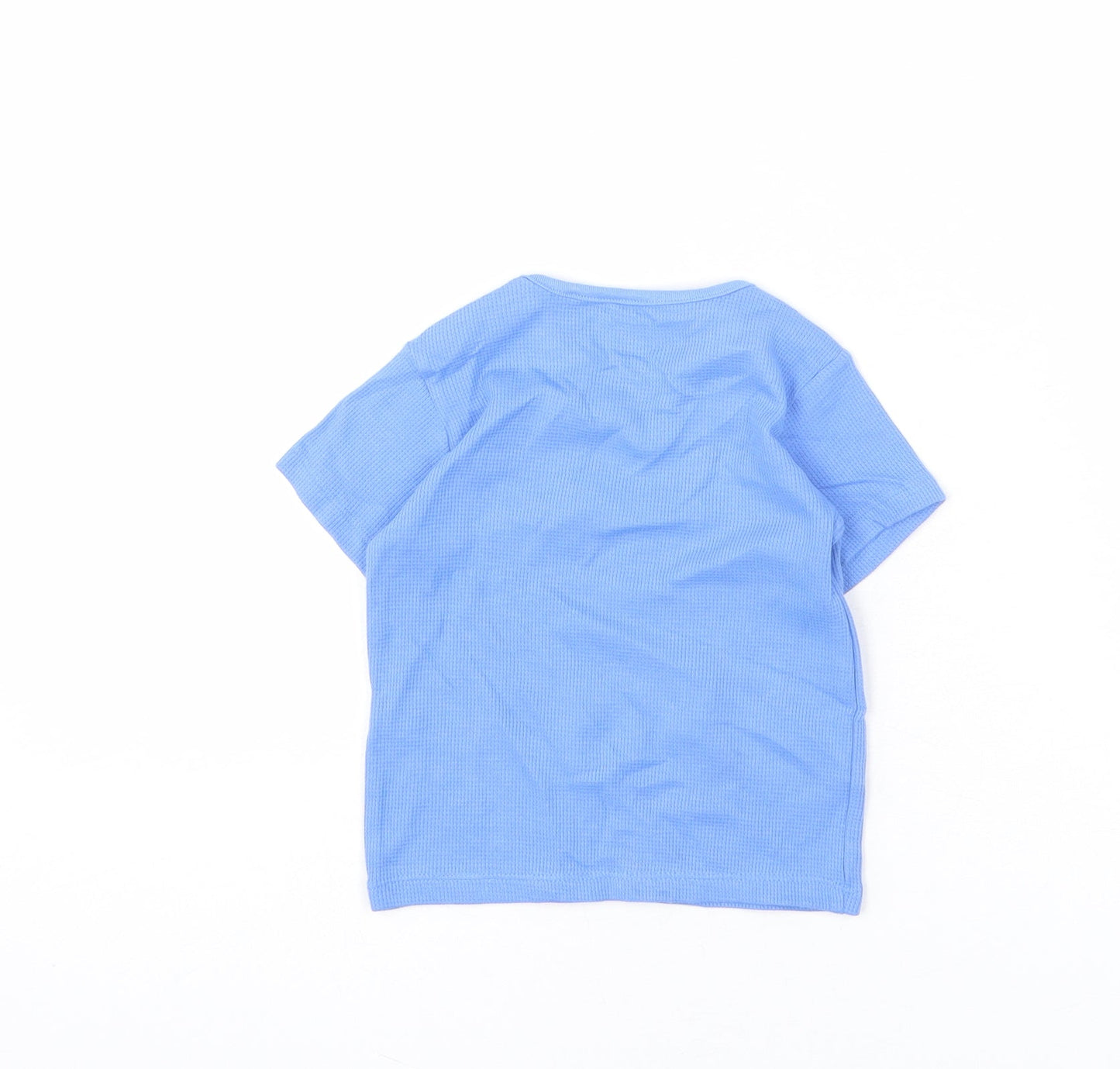 Marks and Spencer Baby Blue Cotton Basic T-Shirt Size 9-12 Months Round Neck Pullover