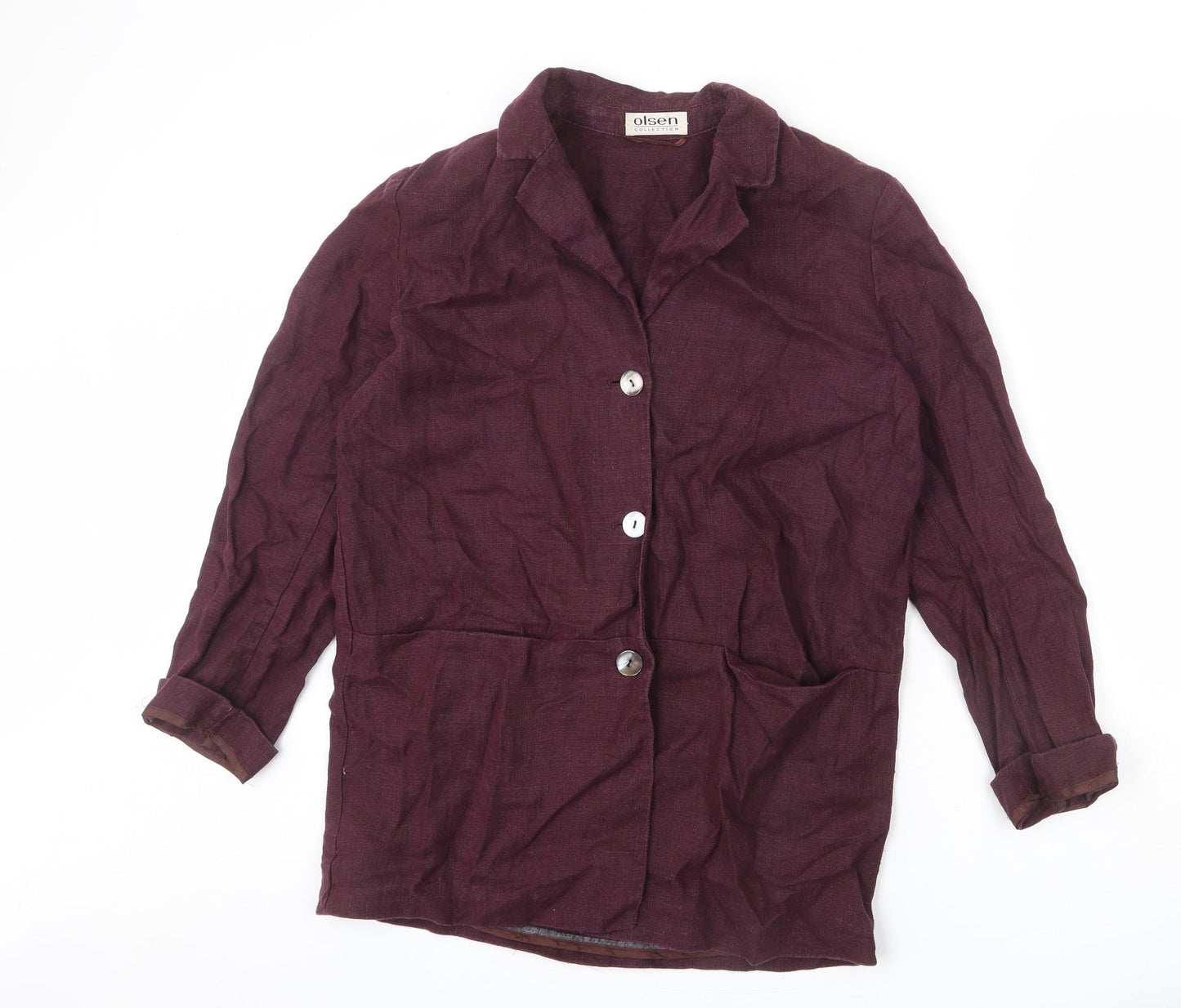 Olsen Womens Purple Jacket Blazer Size 12 Button