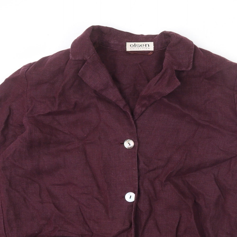 Olsen Womens Purple Jacket Blazer Size 12 Button