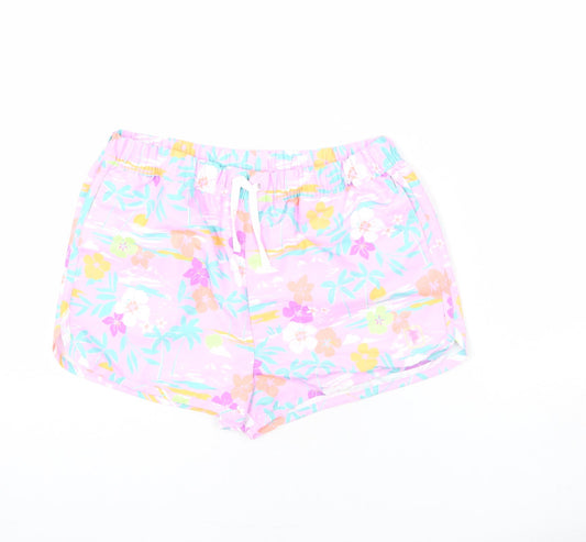 Marks and Spencer Boys Multicoloured Geometric Polyacrylate Fibre Bermuda Shorts Size 13-14 Years Regular Drawstring - Palm Trees, Flowers, Bird, Swim Shorts