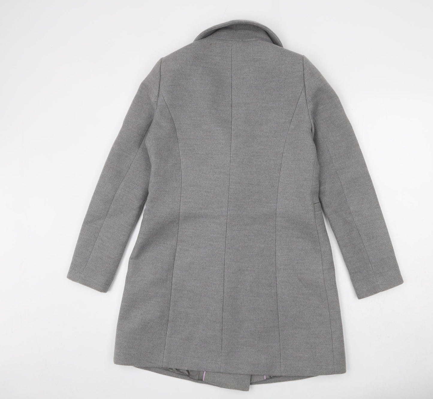 Warehouse Womens Grey Overcoat Coat Size 8 Button
