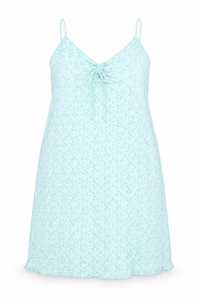 Ghost Womens Blue Floral Viscose Slip Dress Size 26 V-Neck Pullover