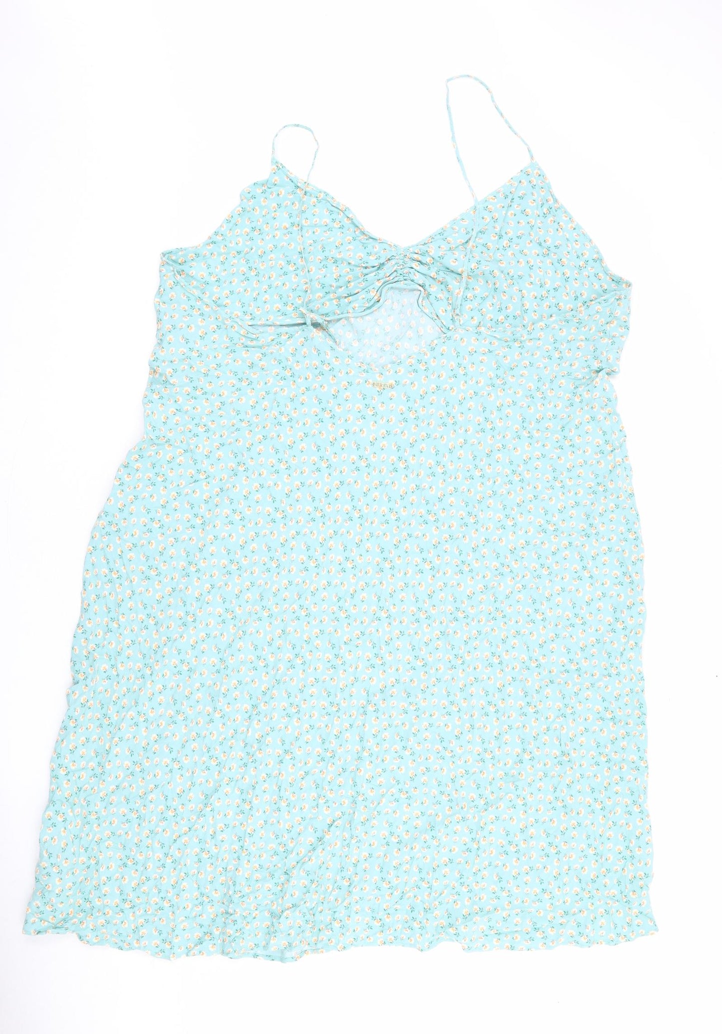 Ghost Womens Blue Floral Viscose Slip Dress Size 26 V-Neck Pullover