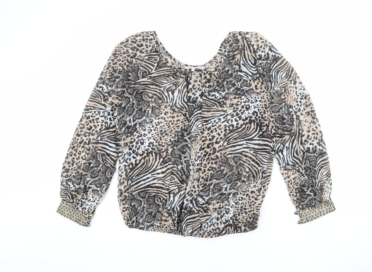 Red Herring Womens Multicoloured Animal Print Polyester Basic Blouse Size 14 Boat Neck - Leopard Print, Snake Print, Zebra Print