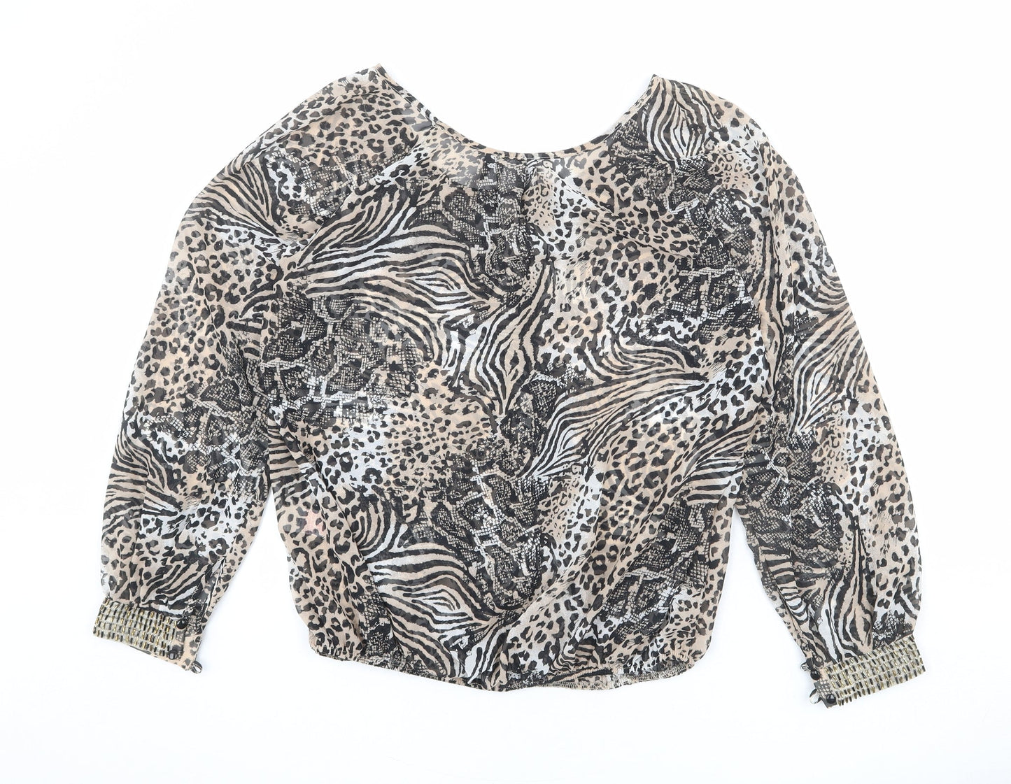 Red Herring Womens Multicoloured Animal Print Polyester Basic Blouse Size 14 Boat Neck - Leopard Print, Snake Print, Zebra Print