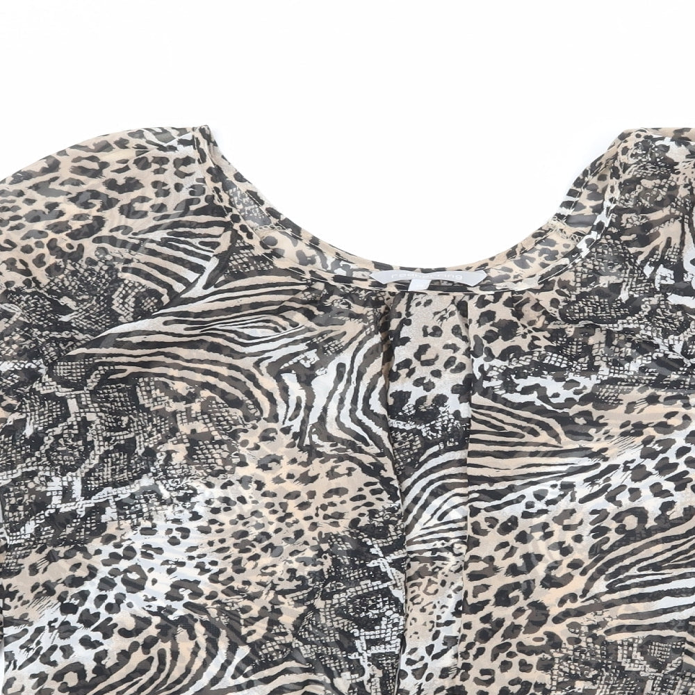 Red Herring Womens Multicoloured Animal Print Polyester Basic Blouse Size 14 Boat Neck - Leopard Print, Snake Print, Zebra Print