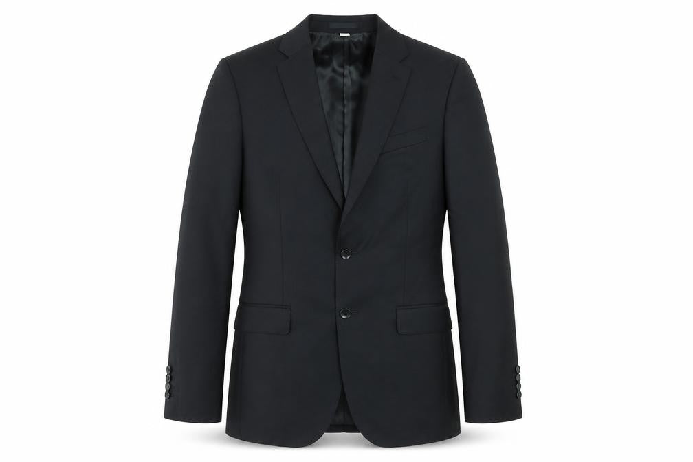 Front view of Autograph men’s black wool jacket blazer, size 38, regular