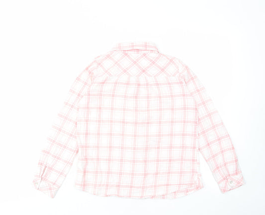 Vertba Girls Pink Plaid Cotton Basic Button-Up Size 12 Years Collared Button