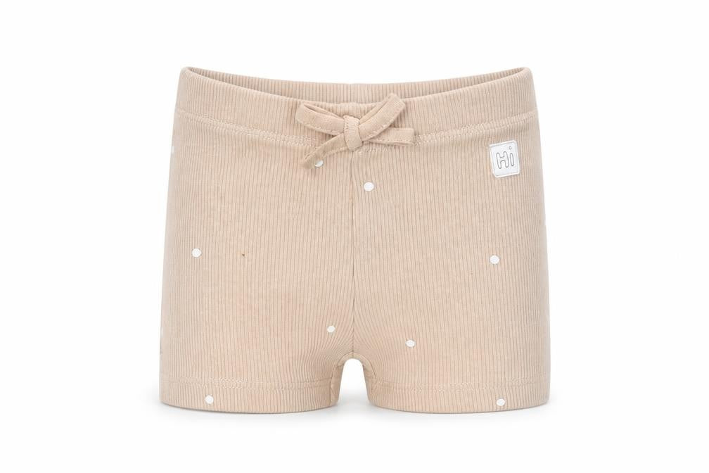 Front view of Marks & Spencer Baby Beige Polka Dot Cotton Cropped Trousers, Months Pullover - Embroided, Up to 1 Month