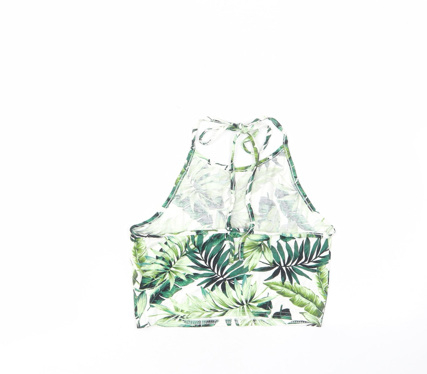 New Look Womens Green Geometric Viscose Cropped Tank Size 8 Halter