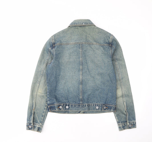 New York & Company Womens Blue Jacket Size S Button - Pockets
