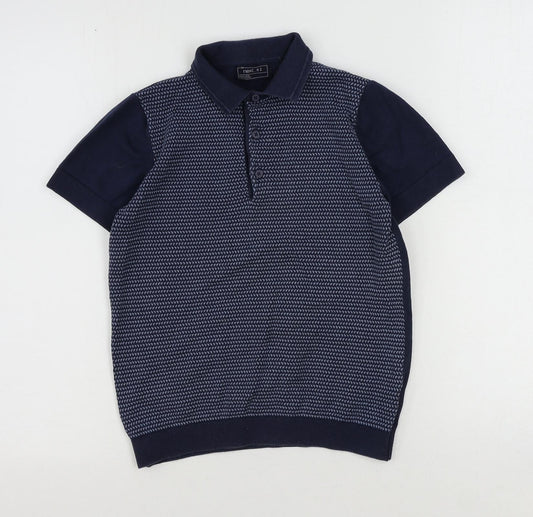 NEXT Boys Blue Collared Cotton Pullover Jumper Size 11 Years Button