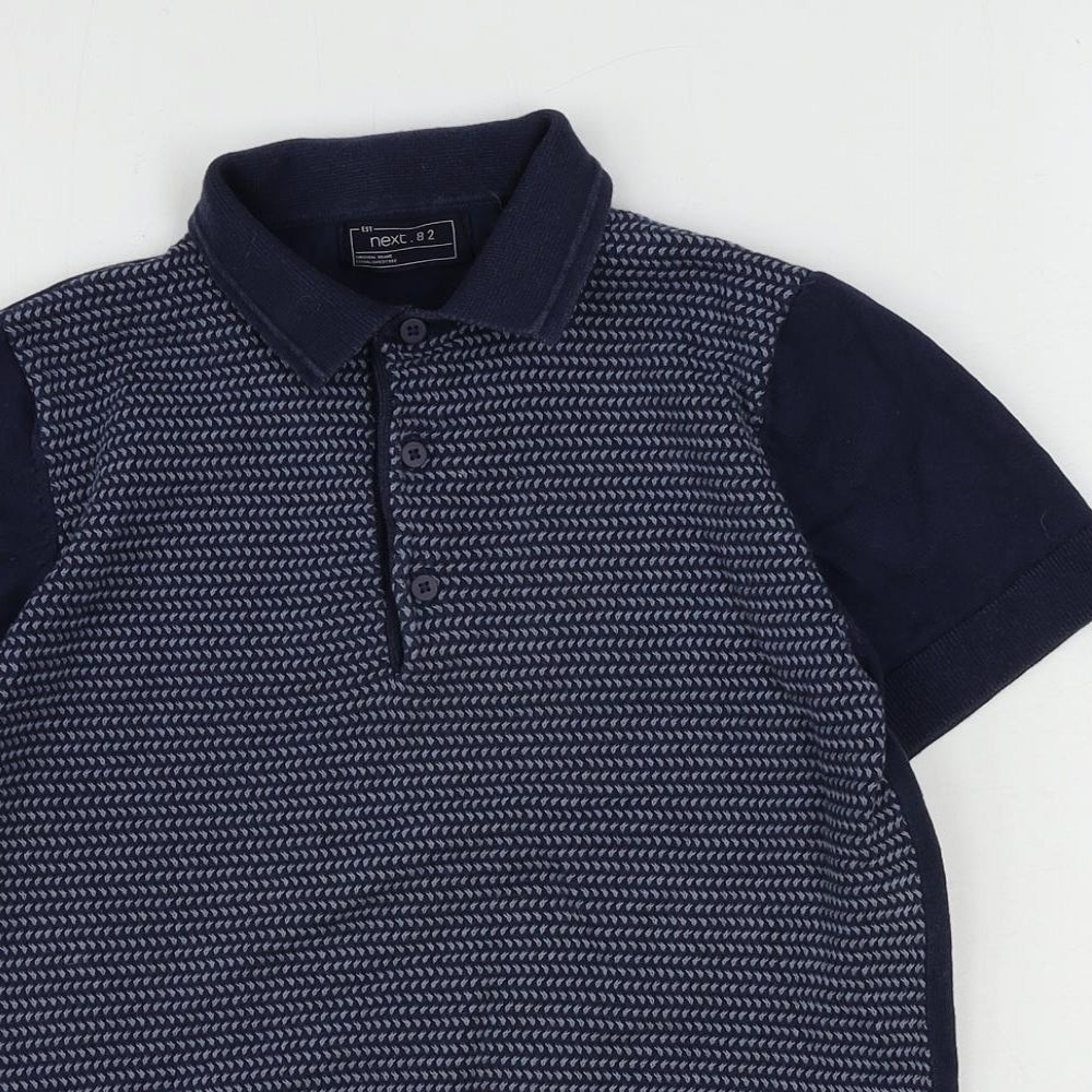 NEXT Boys Blue Collared Cotton Pullover Jumper Size 11 Years Button