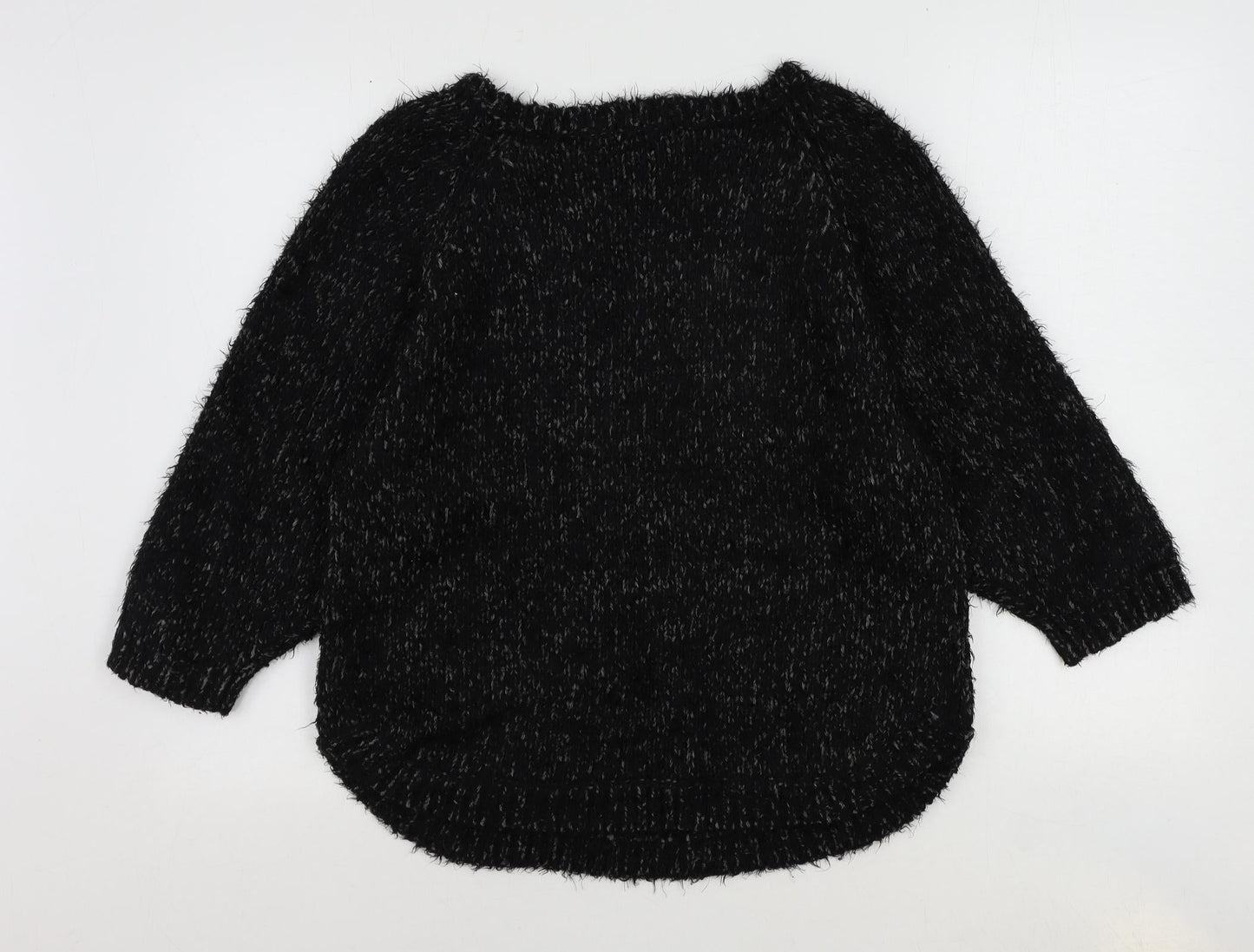 Indigo Womens Black Scoop Neck Polyamide Pullover Jumper Size 10