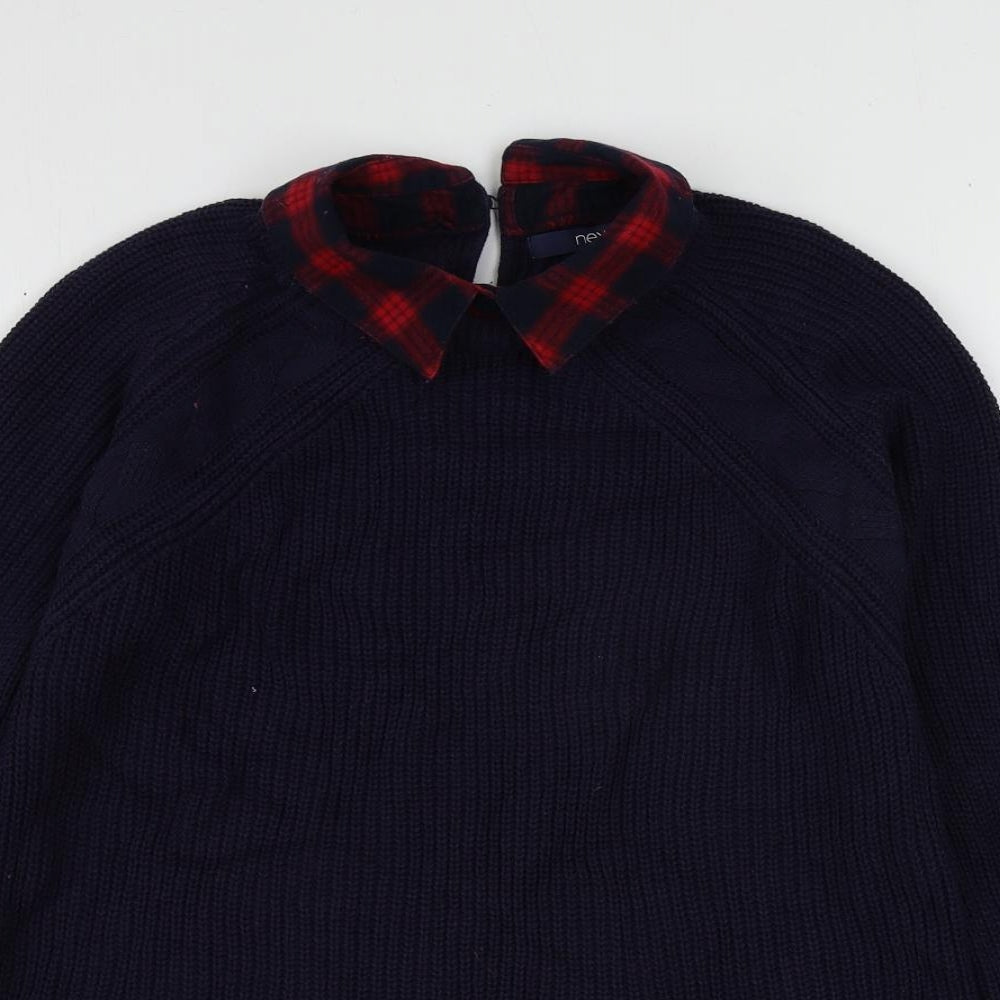 NEXT Womens Blue Collared Cotton Pullover Jumper Size 10