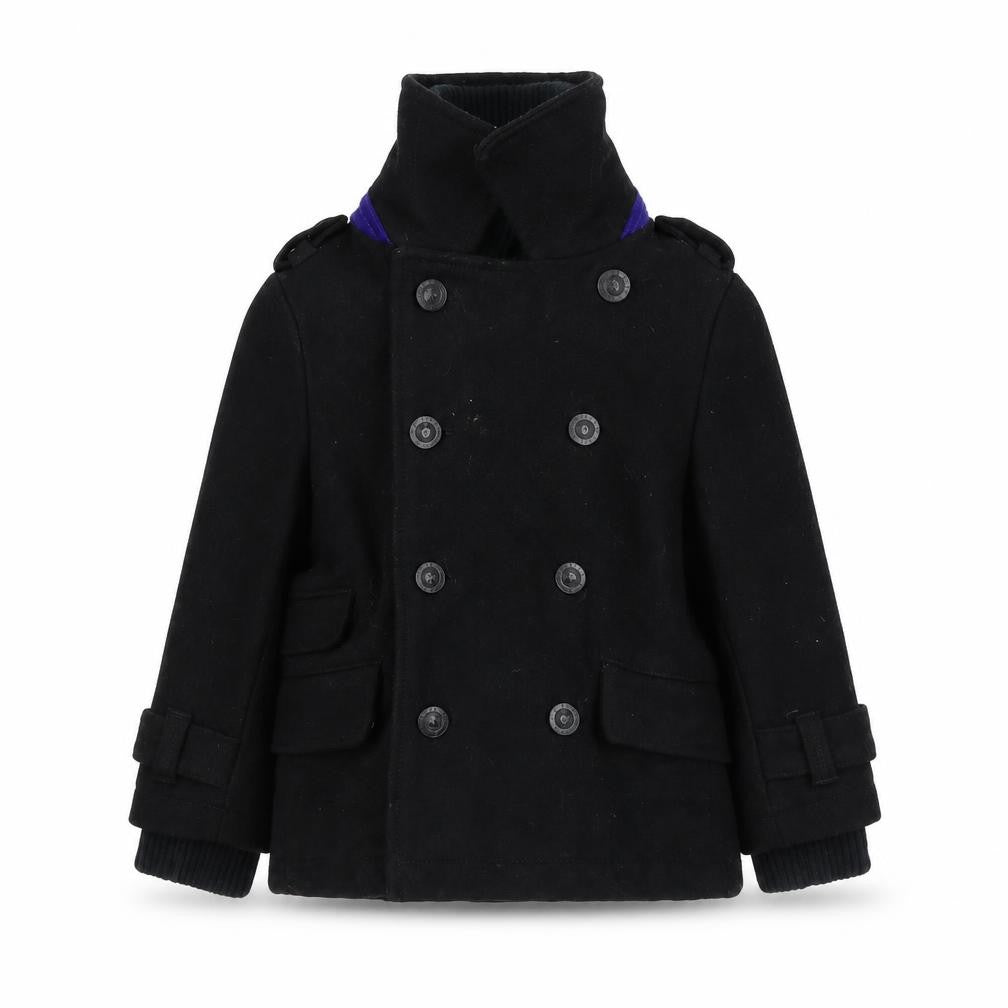 Front view of Baker girls’ black overcoat coat, size 6, years zip