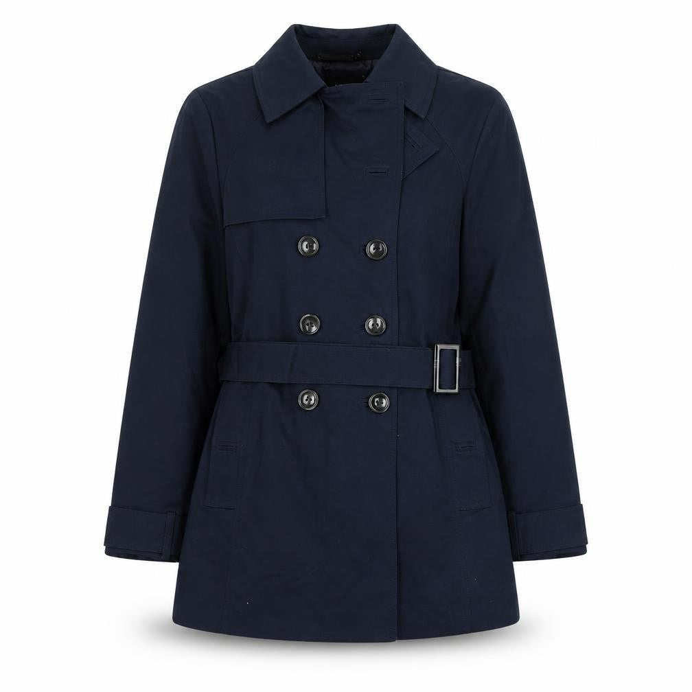 John Lewis Womens Blue Pea Coat Coat Size 10 Buckle - Belted