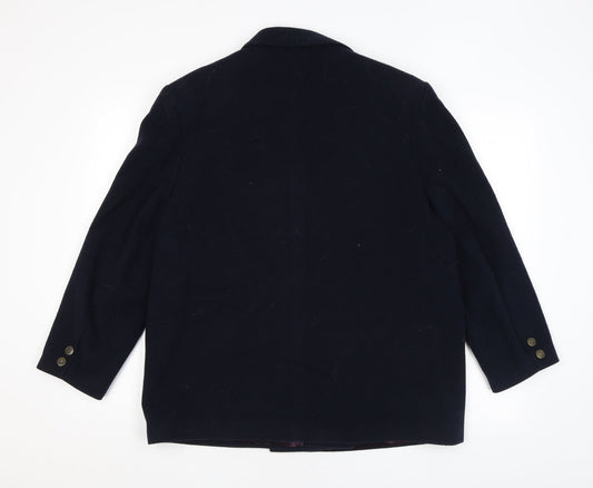 Anne Brooks Womens Black Overcoat Coat Size 16 Button