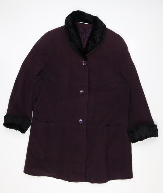 NuAge Womens Purple Overcoat Coat Size 16 Button