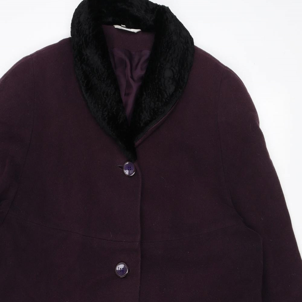 NuAge Womens Purple Overcoat Coat Size 16 Button