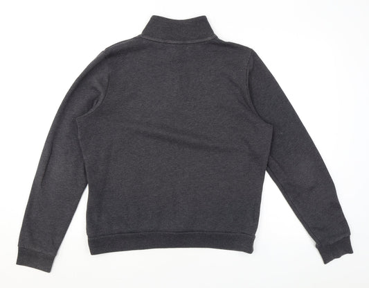 PINK Womens Grey Cotton Pullover Sweatshirt Size L Zip - Logo